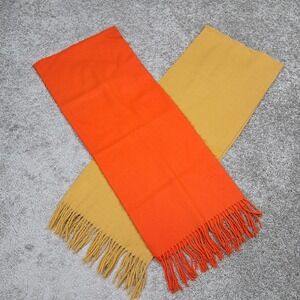 Berkshire Scarf Set 2 Orange Mustard Yellow Acrylic Fringe Winter Scarves 60x12
